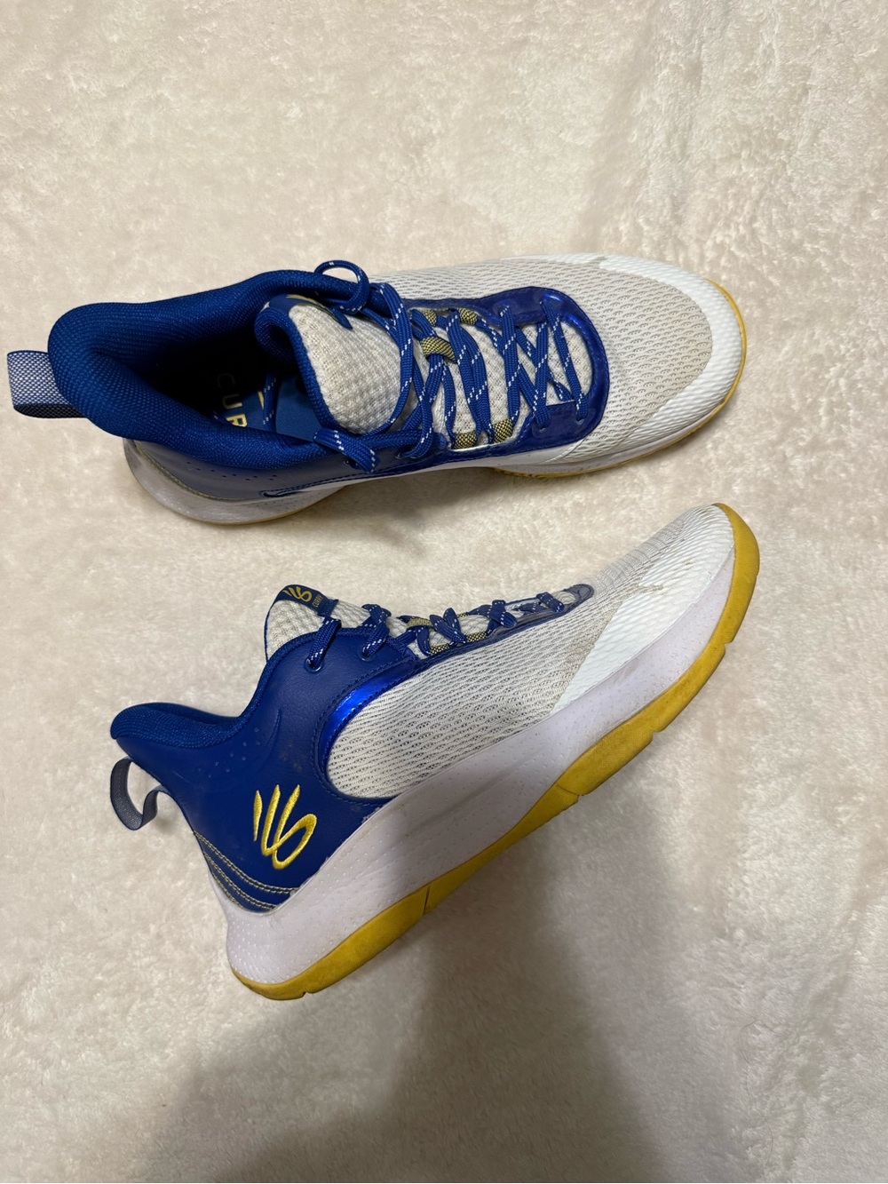 Under Armour Curry 3Z6 Warriors Men's Basketball Shoes Blue White Yellow Size 8